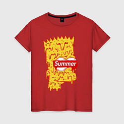 Футболка хлопковая женская Bart Simpson - Summer, цвет: красный