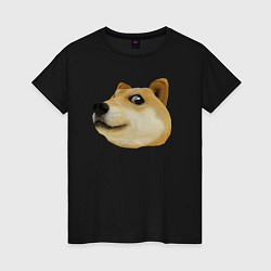 Женская футболка Объёмный пиксельный пёс Доге внимательно смотрит