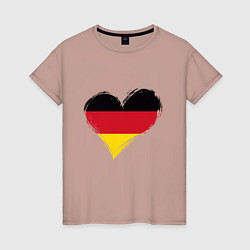 Футболка хлопковая женская Сердце - Германия, цвет: пыльно-розовый