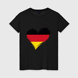 Футболка хлопковая женская Сердце - Германия, цвет: черный