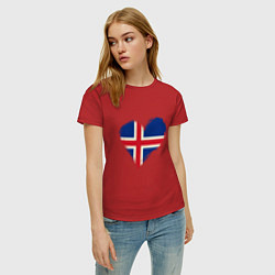 Футболка хлопковая женская Сердце - Исландия, цвет: красный — фото 2