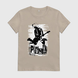 Футболка хлопковая женская Punk jump, цвет: миндальный