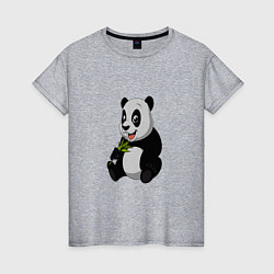 Женская футболка Панда ест бамбук