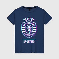 Женская футболка Sporting FC в стиле glitch