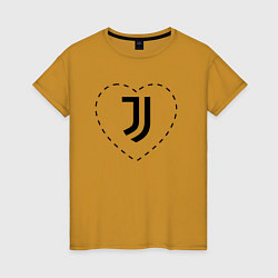 Футболка хлопковая женская Лого Juventus в сердечке, цвет: горчичный