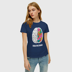 Футболка хлопковая женская Creative Brain, цвет: тёмно-синий — фото 2