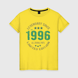 Футболка хлопковая женская Легендарен с 1996, цвет: желтый