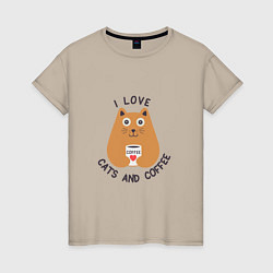 Женская футболка Люблю котиков и кофе