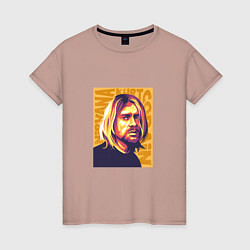 Футболка хлопковая женская Nirvana - Cobain, цвет: пыльно-розовый