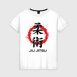 Женская футболка Jiu jitsu red splashes logo