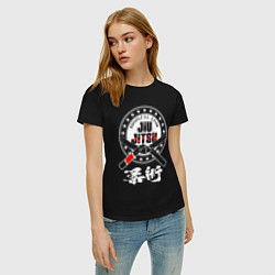 Футболка хлопковая женская Brazilian splashes Jiu jitsu logo, цвет: черный — фото 2