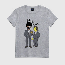 Футболка хлопковая женская Pulp Simpsons - Tarantino, цвет: меланж