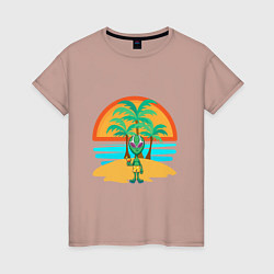 Женская футболка Пришелец на пляже