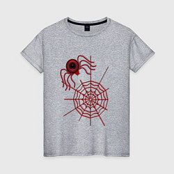 Женская футболка Стилизованный под брошку паук на паутине