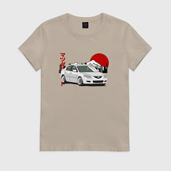 Футболка хлопковая женская Mazda 3 bk JDM Retro, цвет: миндальный