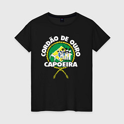 Футболка хлопковая женская Capoeira - Cordao de ouro flag of Brazil, цвет: черный