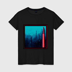 Женская футболка Неоновый город будущего