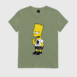 Женская футболка Борзый Барт Симпсон - жест