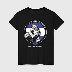 Футболка хлопковая женская Krav-maga emblem tiger, цвет: черный