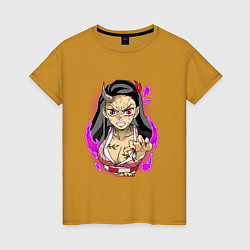 Женская футболка Незуко Клинок рассекающий демонов