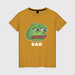 Футболка хлопковая женская Sad Pepe art, цвет: горчичный
