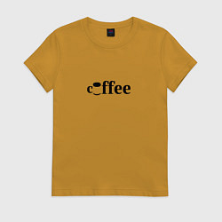 Футболка хлопковая женская Coffee cup, цвет: горчичный