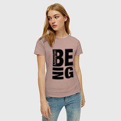 Футболка хлопковая женская Human Being, цвет: пыльно-розовый — фото 2