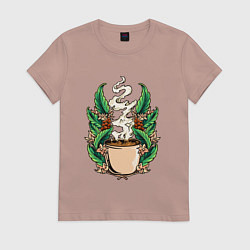 Футболка хлопковая женская Зерновой кофе, цвет: пыльно-розовый