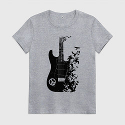 Женская футболка Гитара и птицы
