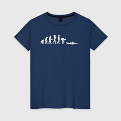 Женская футболка Эволюция в пловца