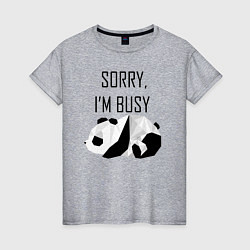 Футболка хлопковая женская Извини я занят - панда, цвет: меланж