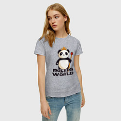 Футболка хлопковая женская Панда - Правители Мира, цвет: меланж — фото 2