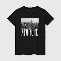 Футболка хлопковая женская New York city in picture, цвет: черный
