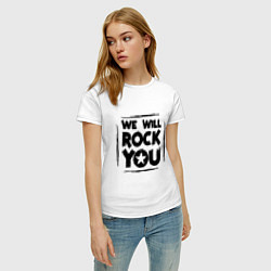 Футболка хлопковая женская We rock you, цвет: белый — фото 2