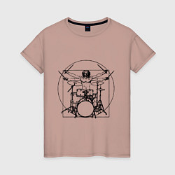 Женская футболка Vitruvian drummer