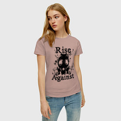 Футболка хлопковая женская Rise Against rock, цвет: пыльно-розовый — фото 2