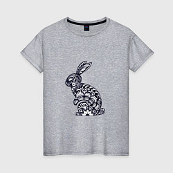 Футболка хлопковая женская Black-White Rabbit, цвет: меланж