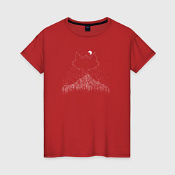 Футболка хлопковая женская Лисьи горы, цвет: красный