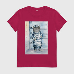 Женская футболка Акварельный рисунок плохой кот