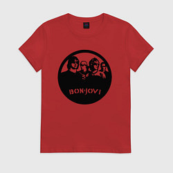 Футболка хлопковая женская Bon Jovi rock, цвет: красный