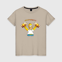 Футболка хлопковая женская Homer & Beer, цвет: миндальный