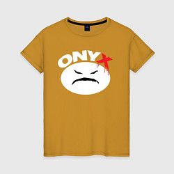 Футболка хлопковая женская Onyx logo white, цвет: горчичный