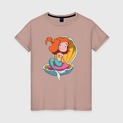 Женская футболка Русалочка и морская раковина