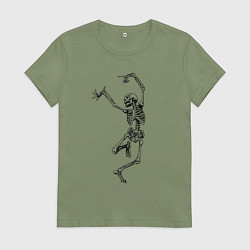 Футболка хлопковая женская Скелет и балет, цвет: авокадо