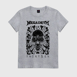 Футболка хлопковая женская Megadeth Thirteen, цвет: меланж