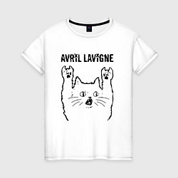 Футболка хлопковая женская Avril Lavigne - rock cat, цвет: белый
