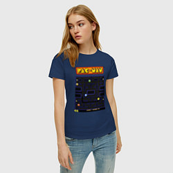 Футболка хлопковая женская Pac-Man на ZX-Spectrum, цвет: тёмно-синий — фото 2