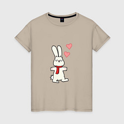 Женская футболка Кролик с сердечками
