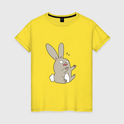 Футболка хлопковая женская Испуганный кролик, цвет: желтый