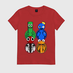 Женская футболка Радужные друзья: Зеленый, Синий, Оранжевый и Красн